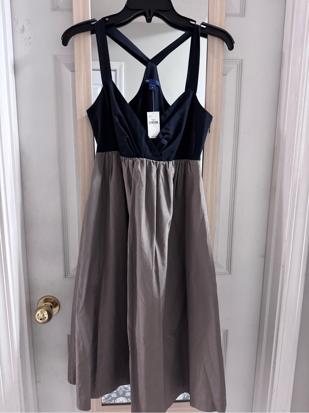 Gap nwt Black and Taupe Two-Tone Strappy Midi Dress